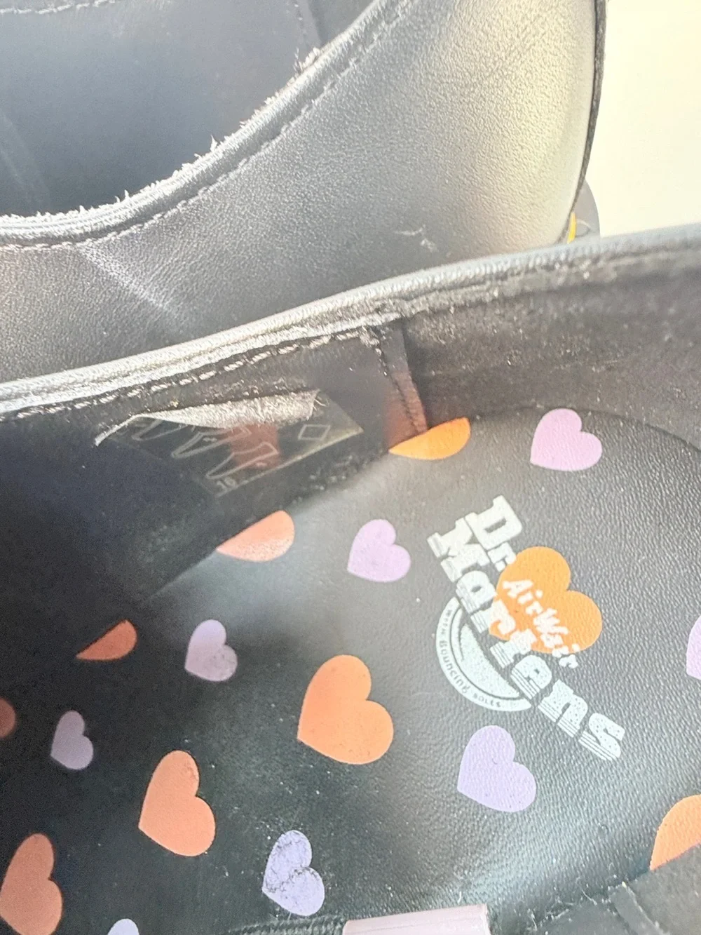 Dr Martens Heart Cutout Platform Oxford Shoes Black Pink womens Size 7 goth